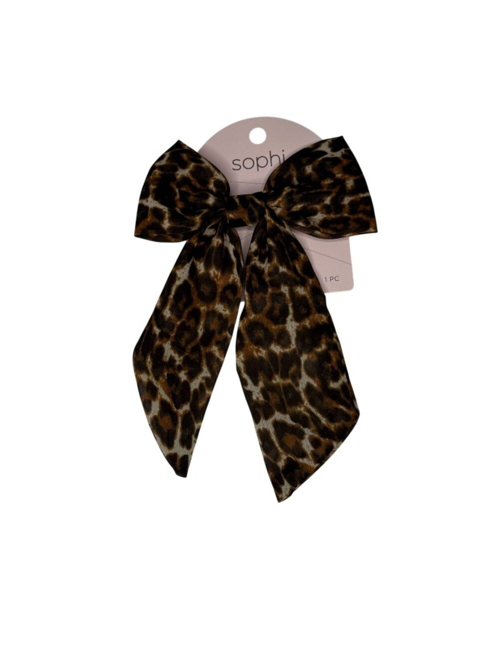 Leopard Print Long Tail Hair Bow Clip Womens Girls Ribbon Barrette Coquette